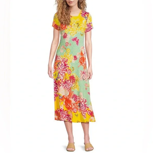 NWT JOHNNY WAS THE JANIE FAVORITE CAP SLEEVE DRESS-Charlie MULTI - Picture 2 of 4